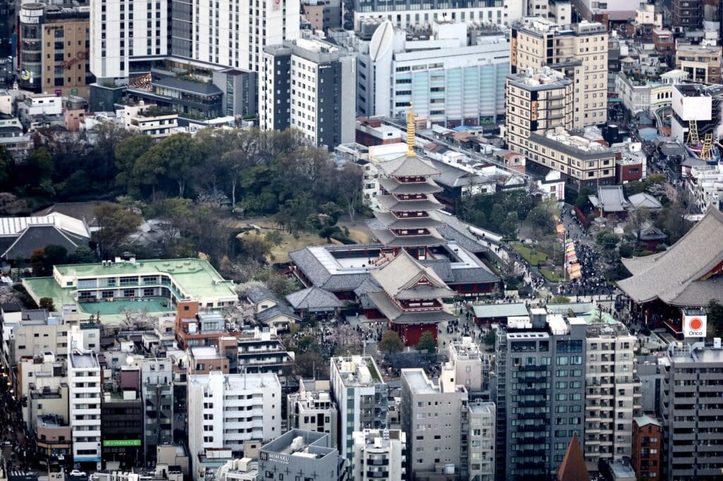 Zoomed in on the Sensoji Temple - From the Tokyo Skytree Observation Deck
