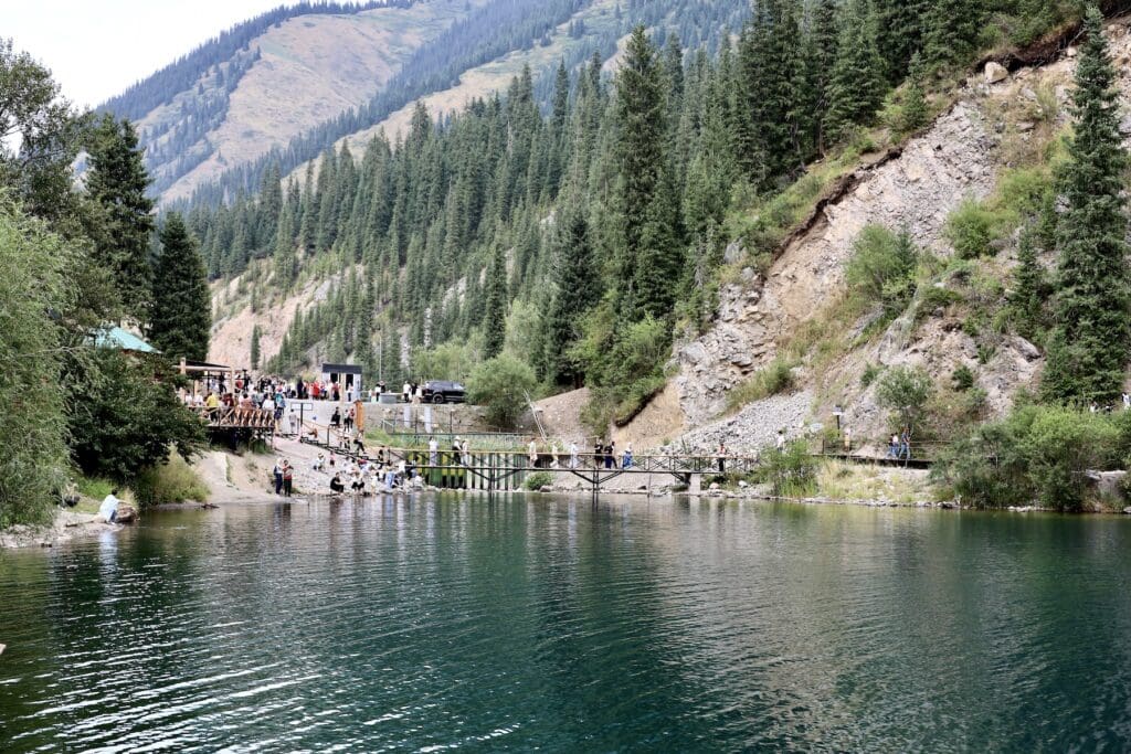 Crowds of People at Kolsay Lake