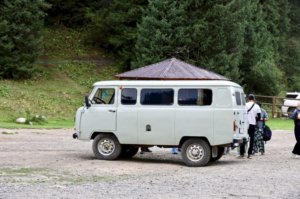 Soviet Era Cruiser at Kaindy Lake