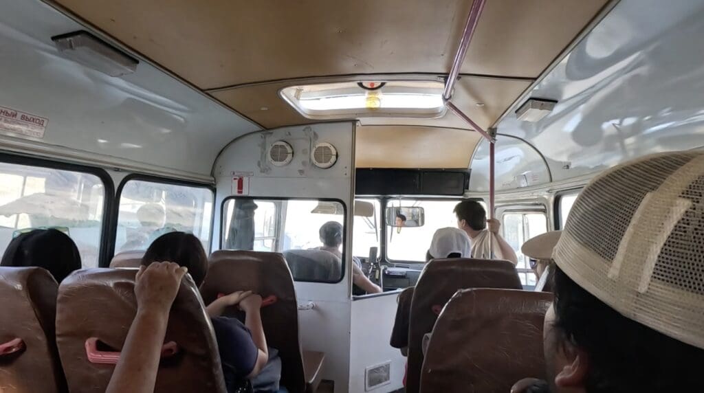 Onboard the Soviet UAZ Minibus