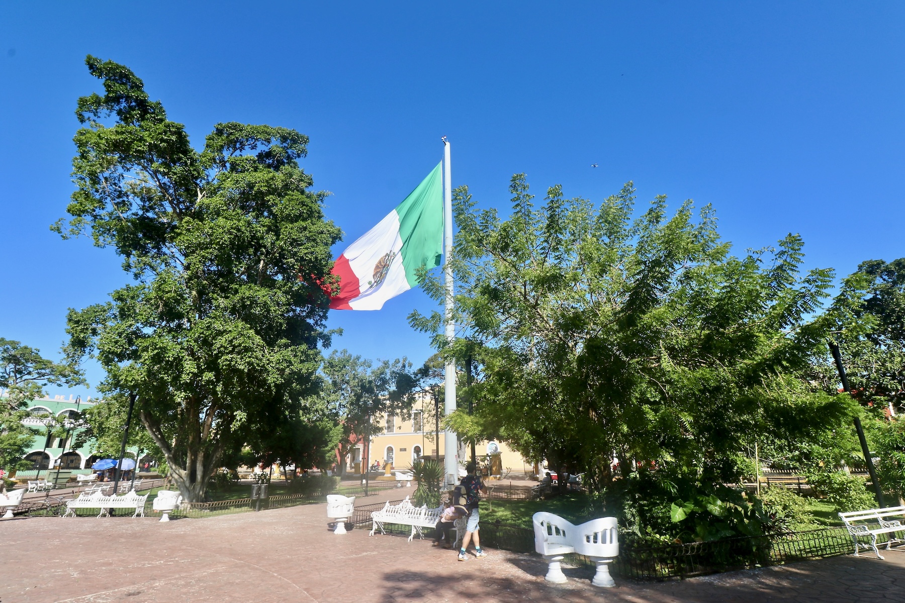 A Mexican Flag Flying in Valladolid