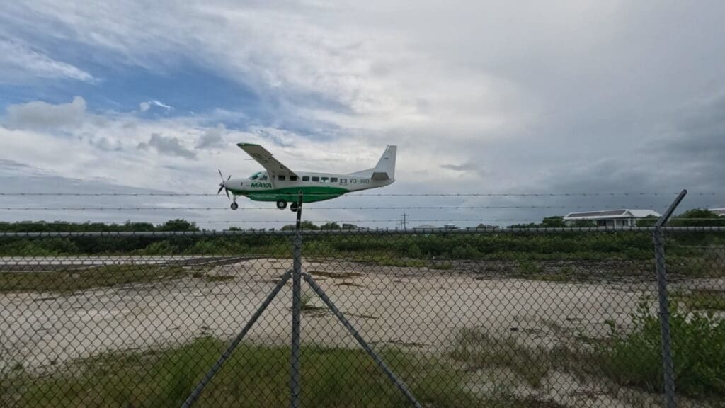 Plane Landing at Caye Caulker Airport