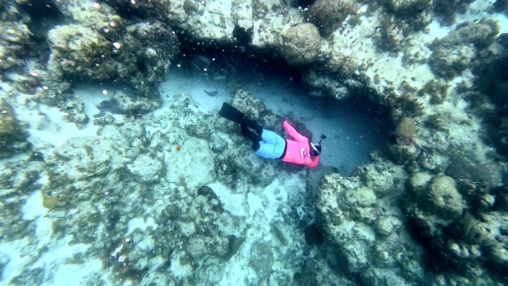 Captain Phillip Diving Into a Cave with a GoPro