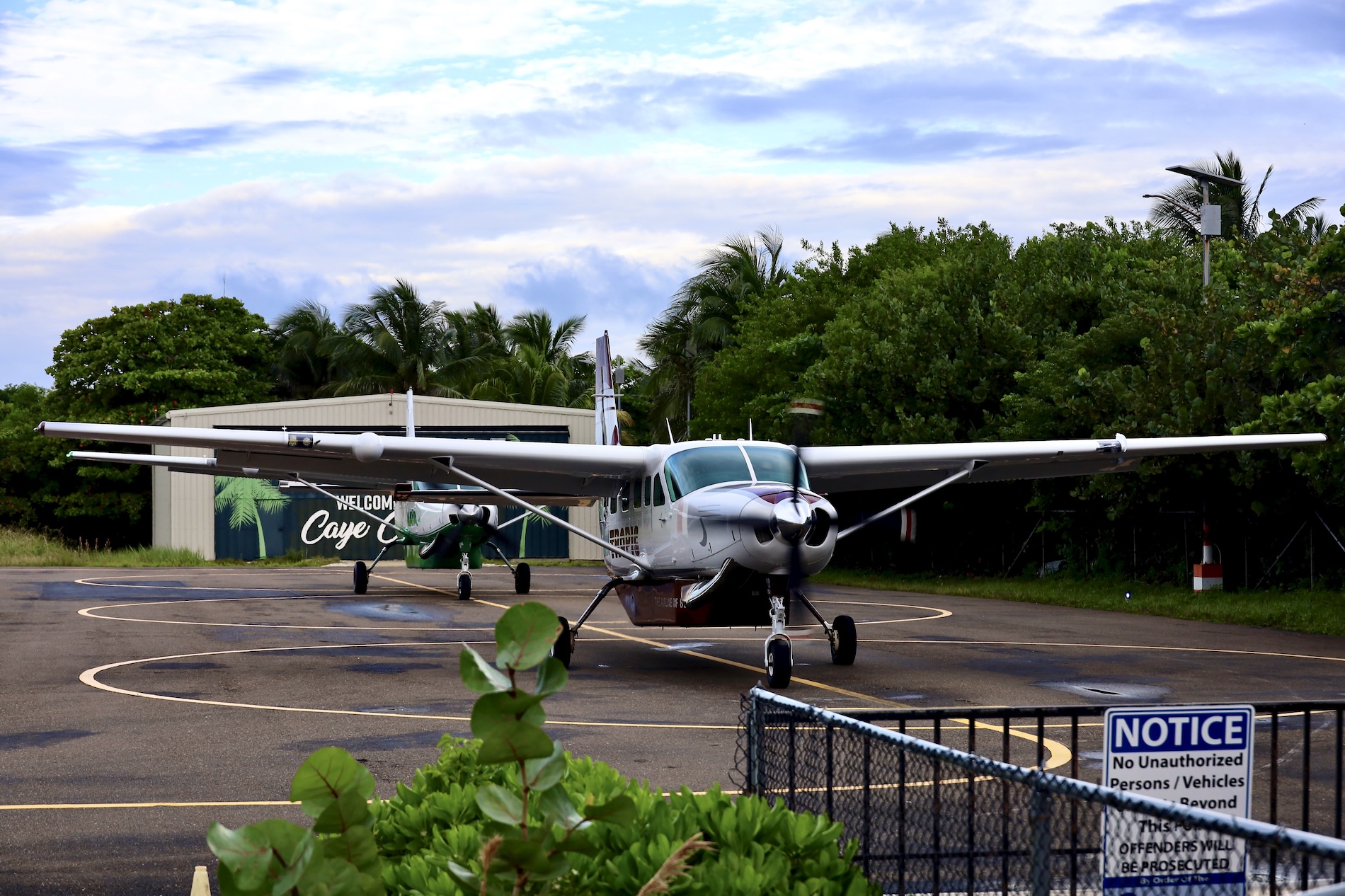 Two Tropic Air Cessna's at Caye Caulker Airport