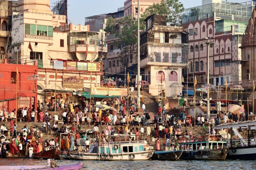 Zoomed in on the Dashashwamedh Ghat