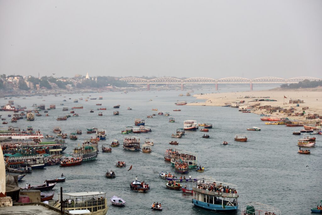 The View from My Hotel Roof of the Ganges River - Varanasi, India