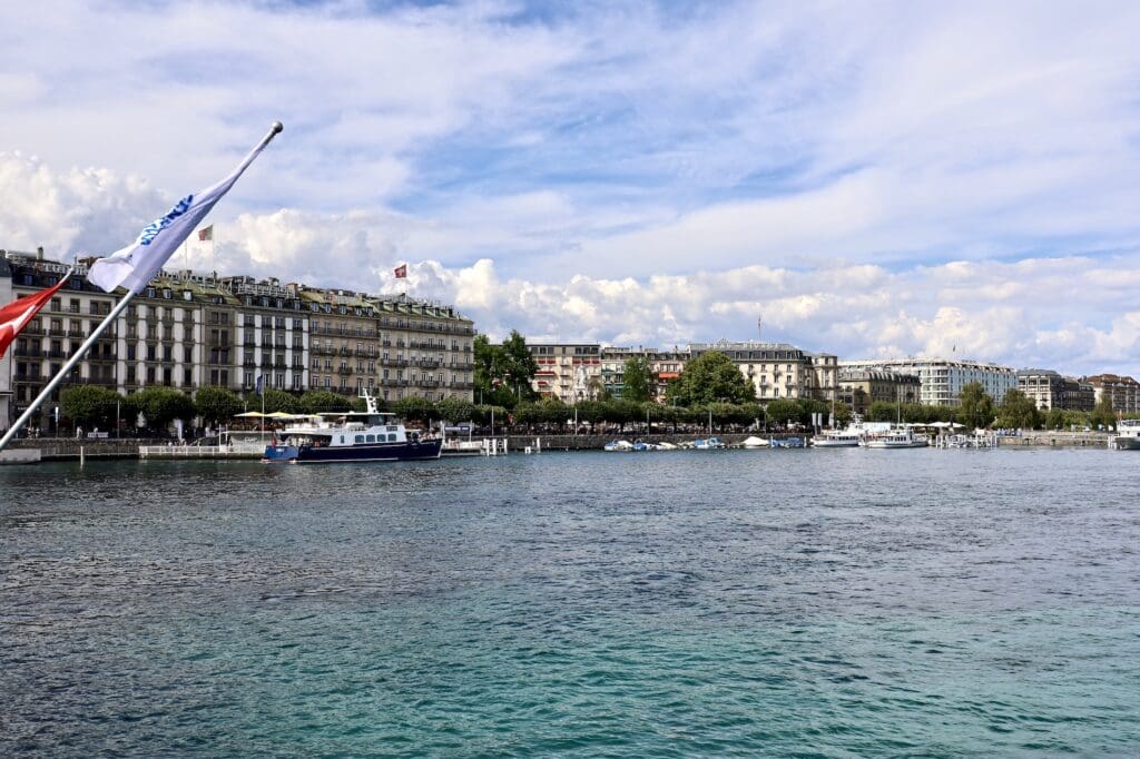 View of Lake Geneva from Pont du Mont-Blanc