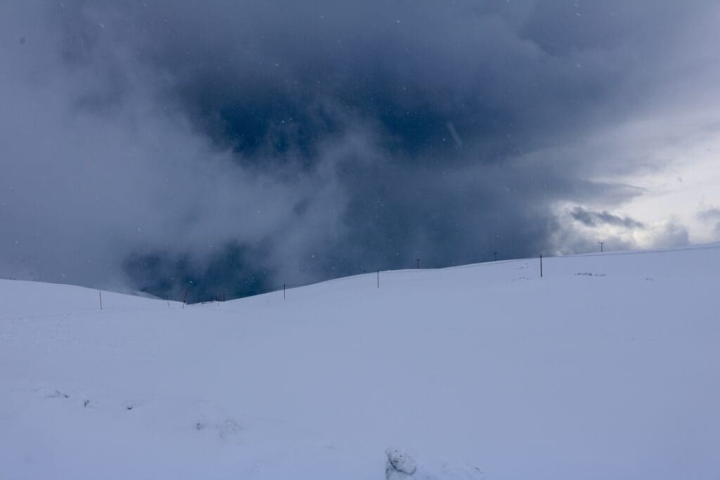 Winter Storm Clouds Obstructing the View of the Fjord