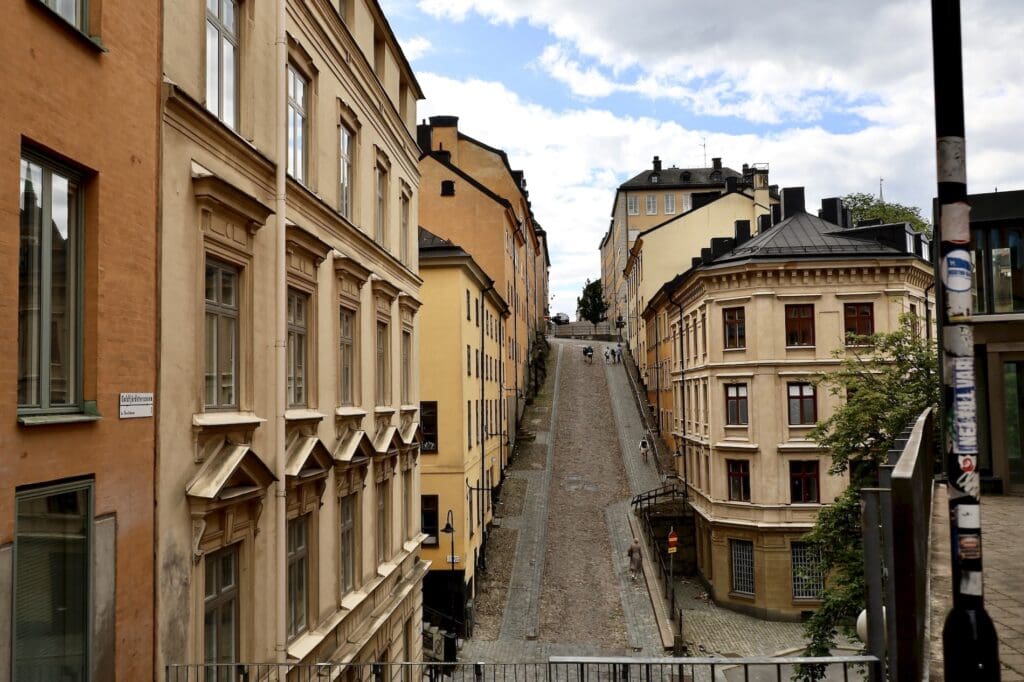 A Steep Street Descending Through Södermalm