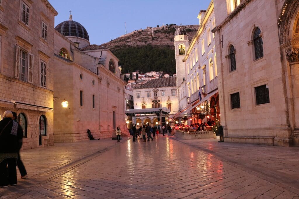 Dubrovnik Cathedral and the City Bell Tower at Dusk