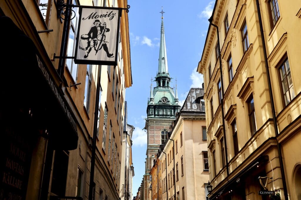 The German Church Rising Above a Narrow Street in Gamla Stan