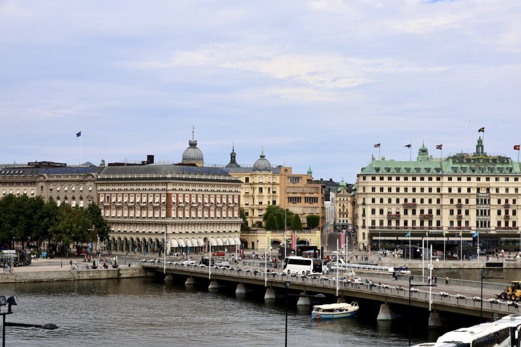 View of the Grand Hôtel and Stockholm’s Waterfront from Lejonbacken